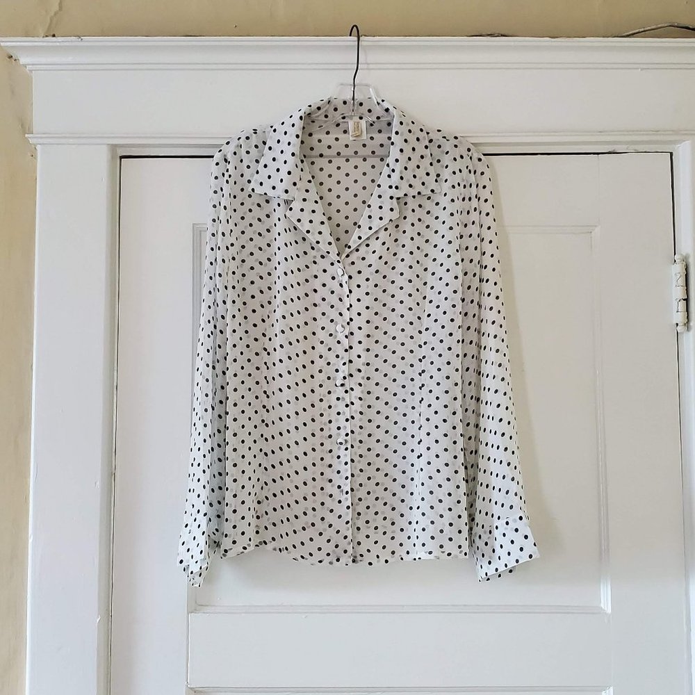 Secrets in Lace Sheer Retro Blouse Size L